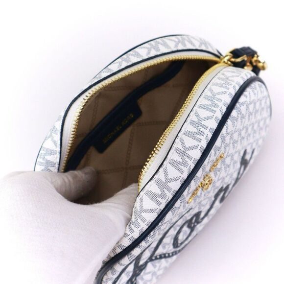 NWT Michael Kors Jet Set Charm Rope Seaside Camera Crossbody Bag White Navy - Picture 10 of 12